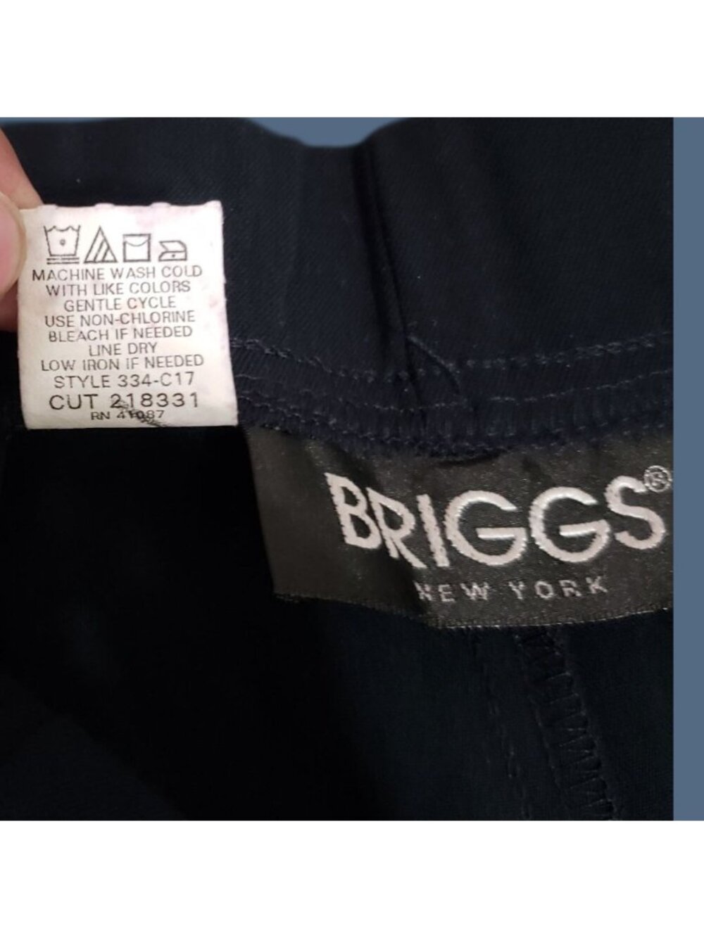 Briggs NY Womens plaited straight Pants Polyester blend Navy Size8 - Picture 13 of 14